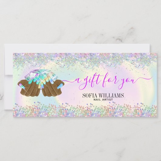 holografischer Nagelsalon Handnägel-Technikerin (Vorderseite)