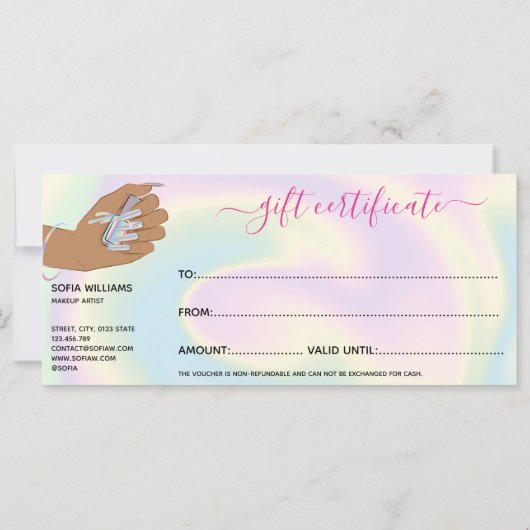 holografischer Nagelsalon Handnägel-Technikerin (Rückseite)