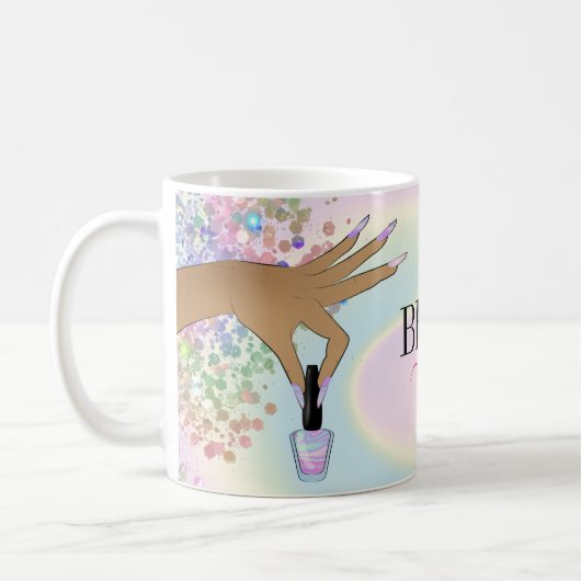 holografischer Nagelsalon Handnägel-Technikerin Kaffeetasse (Links)