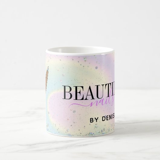 holografischer Nagelsalon Handnägel-Technikerin Kaffeetasse (Mittel)