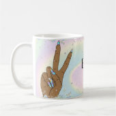 holografischer Nagelsalon Handnägel-Technikerin Kaffeetasse (Links)
