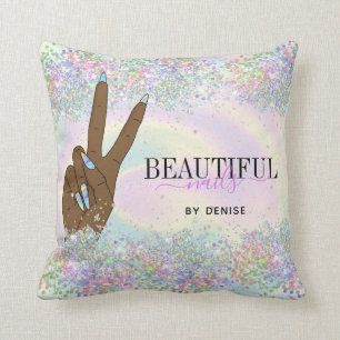 holografischer Nagelsalon Handnägel-Technikerin Kissen