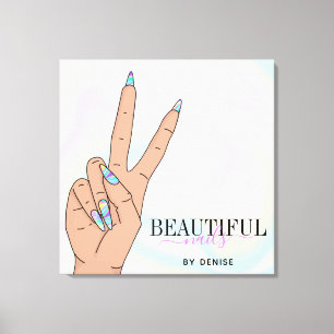 holografischer Nagelsalon Handnägel-Technikerin Leinwanddruck