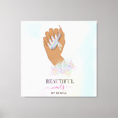 holografischer Nagelsalon Handnägel-Technikerin Leinwanddruck (Vorderseite)