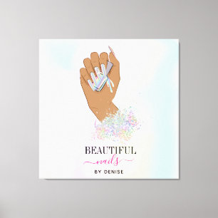 holografischer Nagelsalon Handnägel-Technikerin Leinwanddruck