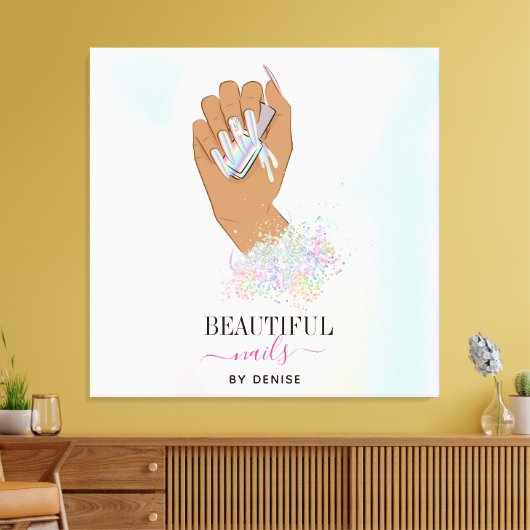 holografischer Nagelsalon Handnägel-Technikerin Leinwanddruck (Insitu (Wohnzimmer))
