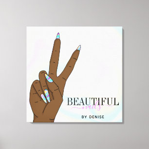 holografischer Nagelsalon Handnägel-Technikerin Leinwanddruck