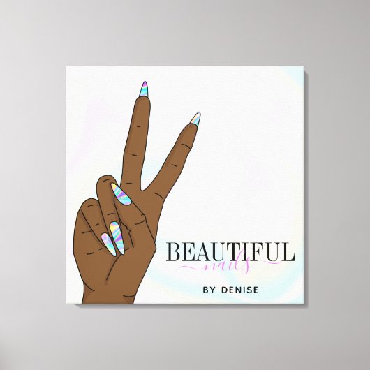 holografischer Nagelsalon Handnägel-Technikerin Leinwanddruck (Vorderseite)