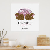 holografischer Nagelsalon Handnägel-Technikerin Poster (Küche)