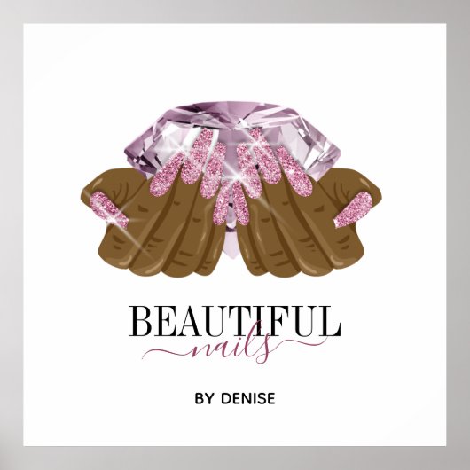 holografischer Nagelsalon Handnägel-Technikerin Poster (Vorne)