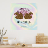 holografischer Nagelsalon Handnägel-Technikerin Poster (Küche)