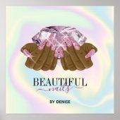 holografischer Nagelsalon Handnägel-Technikerin Poster (Vorne)