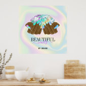 holografischer Nagelsalon Handnägel-Technikerin Poster (Küche)