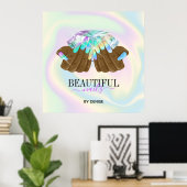 holografischer Nagelsalon Handnägel-Technikerin Poster (Heimbüro)