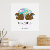 holografischer Nagelsalon Handnägel-Technikerin Poster (Küche)