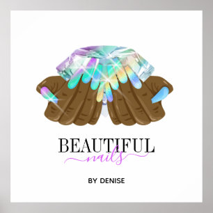 holografischer Nagelsalon Handnägel-Technikerin Poster