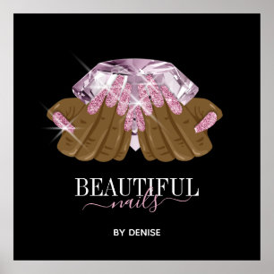 holografischer Nagelsalon Handnägel-Technikerin Poster