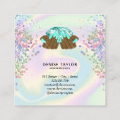 holografischer Nagelsalon Handnägel-Technikerin Quadratische Visitenkarte (Rückseite)