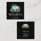 holografischer Nagelsalon Handnägel-Technikerin Quadratische Visitenkarte (Vorne/Hinten)