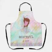 holografischer Nagelsalon Handnägel-Technikerin Schürze (Vorderseite)