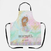 holografischer Nagelsalon Handnägel-Technikerin Schürze (Vorderseite)