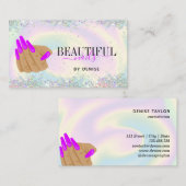 holografischer Nagelsalon Handnägel-Technikerin Visitenkarte (Vorne/Hinten)