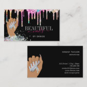 holografischer Nagelsalon Handnägel-Technikerin Visitenkarte (Vorne/Hinten)