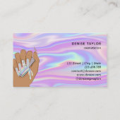 holografischer Nagelsalon Handnägel-Technikerin Visitenkarte (Rückseite)