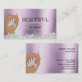 holografischer Nagelsalon Handnägel-Technikerin Visitenkarte (Vorne/Hinten)