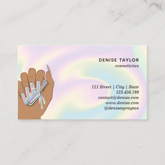 holografischer Nagelsalon Handnägel-Technikerin Visitenkarte (Rückseite)