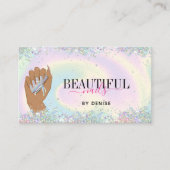 holografischer Nagelsalon Handnägel-Technikerin Visitenkarte (Vorderseite)