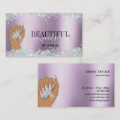 holografischer Nagelsalon Handnägel-Technikerin Visitenkarte (Vorne/Hinten)