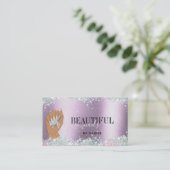 holografischer Nagelsalon Handnägel-Technikerin Visitenkarte (Stehend Vorderseite)