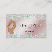 holografischer Nagelsalon Handnägel-Technikerin Visitenkarte (Vorderseite)