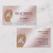 holografischer Nagelsalon Handnägel-Technikerin Visitenkarte (Vorne/Hinten)