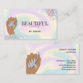 holografischer Nagelsalon Handnägel-Technikerin Visitenkarte (Vorne/Hinten)