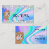 holografischer Nagelsalon Handnägel-Technikerin Visitenkarte (Vorne/Hinten)