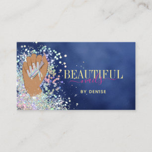 holografischer Nagelsalon Handnägel-Technikerin Visitenkarte