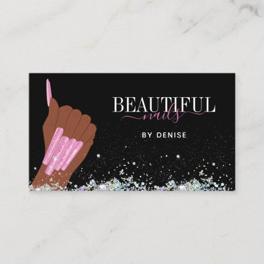 holografischer Nagelsalon Handnägel-Technikerin Visitenkarte (Vorderseite)