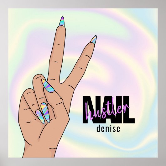 holografischer Nagelsalon Handnagelschnecke Poster (Vorne)