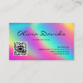 Holografischer Neon Rainbow Makeup Artist QR Code Visitenkarte (Rückseite)