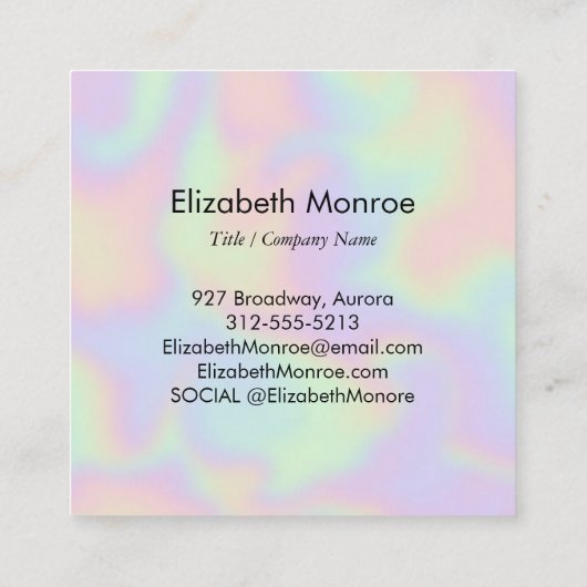 Holografischer Opal Gemstone Quadratische Visitenkarte (Rückseite)