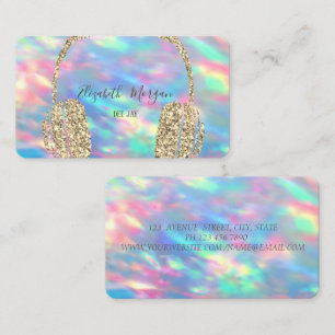 Holografischer Opal Glitter Kopfhörer DJ Visitenkarte