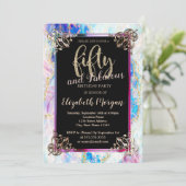 Holografischer Opal, Grenze 50. Geburtstag Einladung (Stehend Vorderseite)