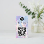 Holografischer Opal QR Code Rabatt Danke Visitenkarte (Stehend Vorderseite)