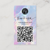 Holografischer Opal QR Code Rabatt Danke Visitenkarte (Vorderseite)