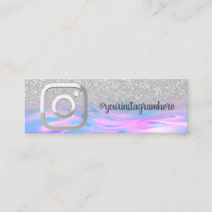 Holografischer Opal Silber Bokeh Instagram Mini Visitenkarte