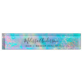 Holografischer Opal Stone Glitzer Calligraphy Namensplakette (Vorderseite)