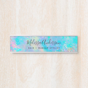 Holografischer Opal Stone Glitzer Calligraphy Türschild