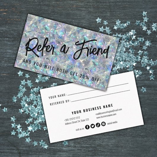 Holografischer Opal Stone Hintergrund Empfehlungskarte